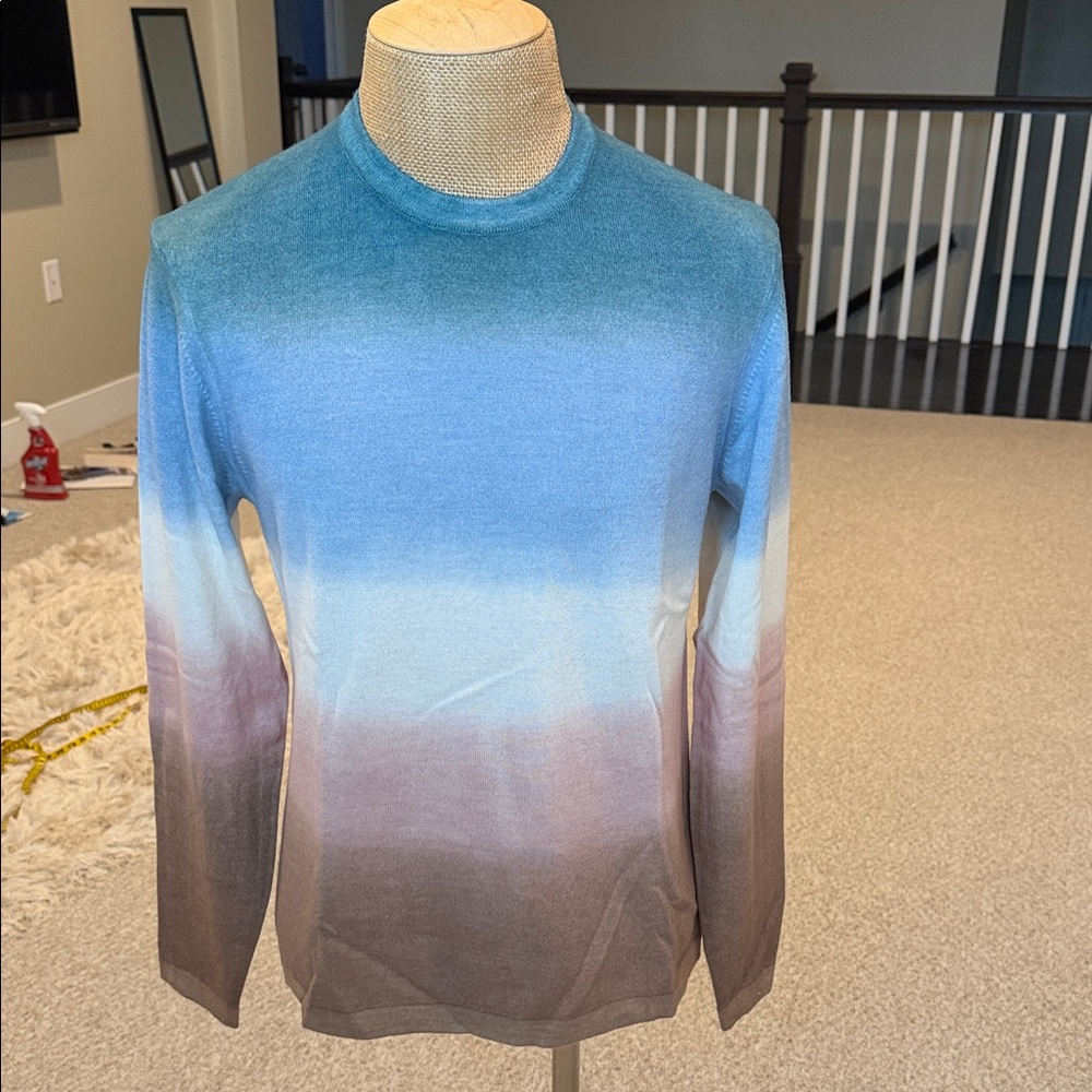 Mr P. / Gradient Blue and Brown Men's Sweater, 100% merino, medium, like new